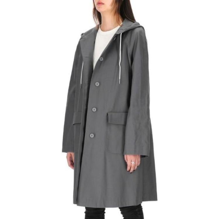 Sizing (W) Thom Browne Abrigo Casual Largo con Capucha Sólido Gris. FOC770V-F0185-035