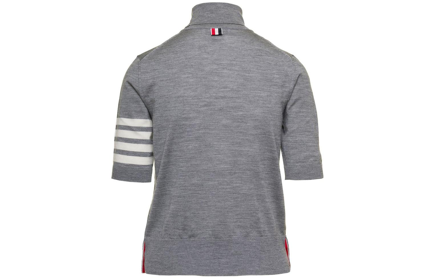 (Women) Thom Browne  Grey Stripe Print High-Neck Short-Sleeve Crop Top. FKA434AY1014055 圖 3