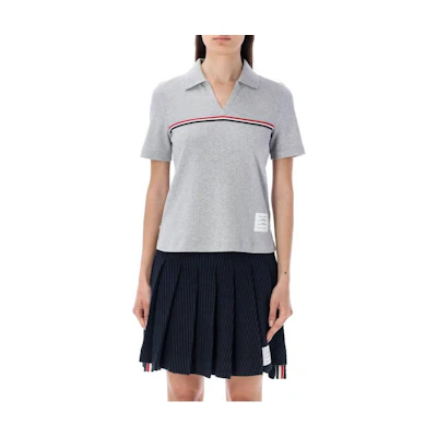 (Women) THOM BROWNE Grey Stripe Print Short Sleeve T-Shirt SS23. FJP076A-J0066-055