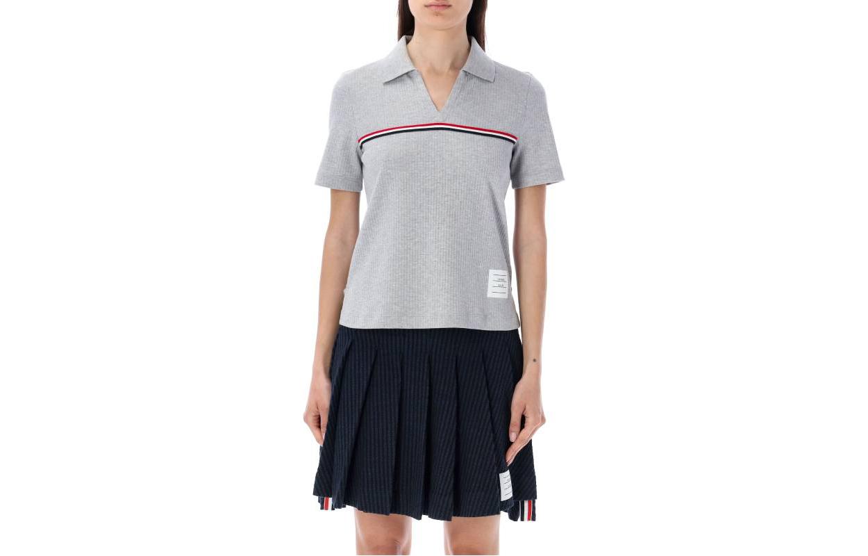 (Women) THOM BROWNE  Grey Stripe Print Short Sleeve T-Shirt SS23. FJP076A-J0066-055 圖 2
