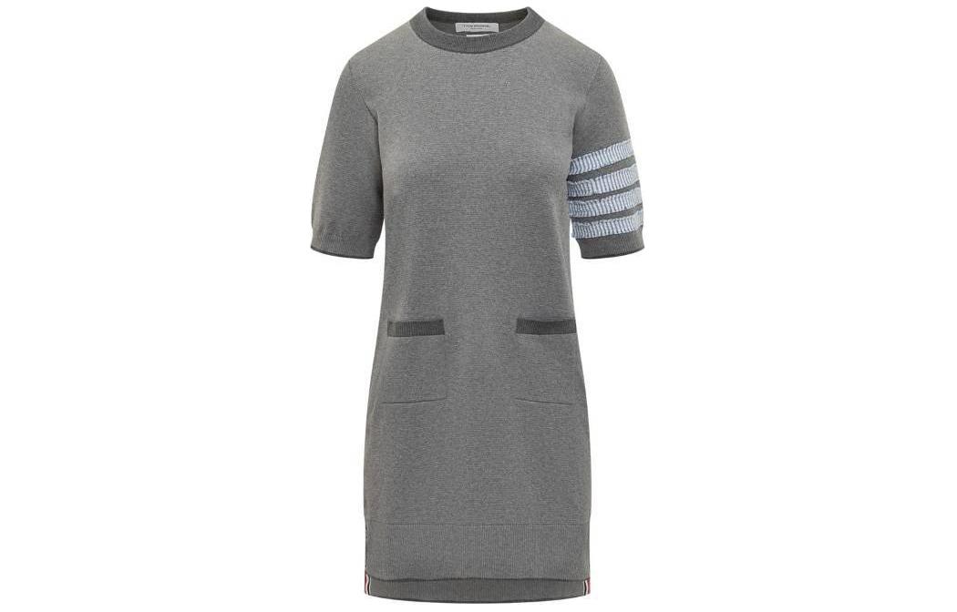 Order (W) トムブラウン グレー ストライプ 半袖 プルオーバー ドレス FKD166A-Y3005-055