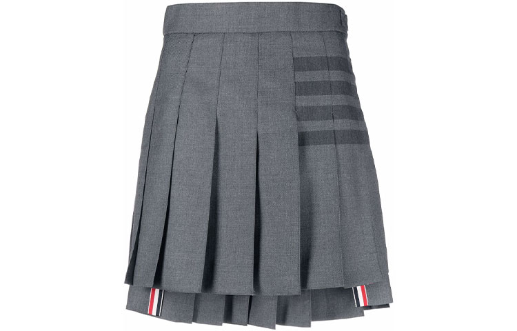 (Women) Thom Browne  High-Waist Pleated Mini Skirt Gray 4-Bar Summer Casual. FGC402A-04346-035