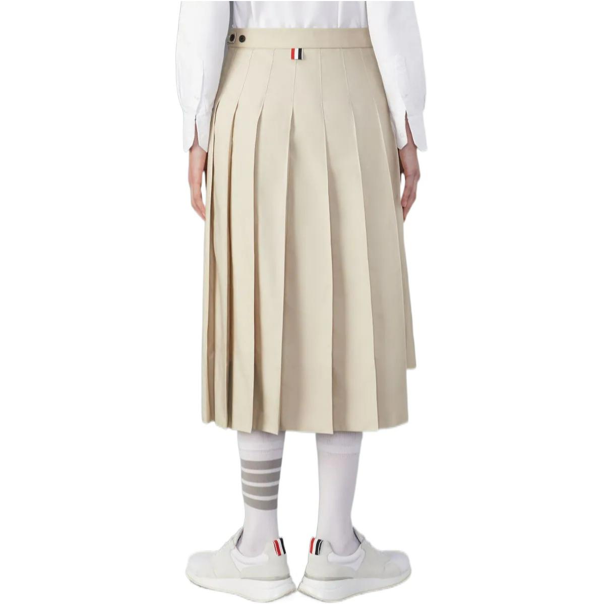 (Women) Thom Browne  Khaki Pleated Academy Style Midi Skirt with Zipper Closure. FGC400U-04502-250 圖 3