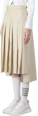 (W) Thom Browne Rok Midi Khaki Academy Style Lipit dengan Resleting. FGC400U-04502-250 Shop (W) Thom Browne Rok Midi Khaki Academy Style Lipit dengan Resleting. FGC400U-04502-250
