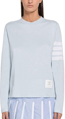 (W) 톰 브라운 라이트 블루 4-바 스트라이프 코튼 풀오버 긴팔 티셔츠 FJS103G-07862-480 Order (W) 톰 브라운 라이트 블루 4-바 스트라이프 코튼 풀오버 긴팔 티셔츠 FJS103G-07862-480