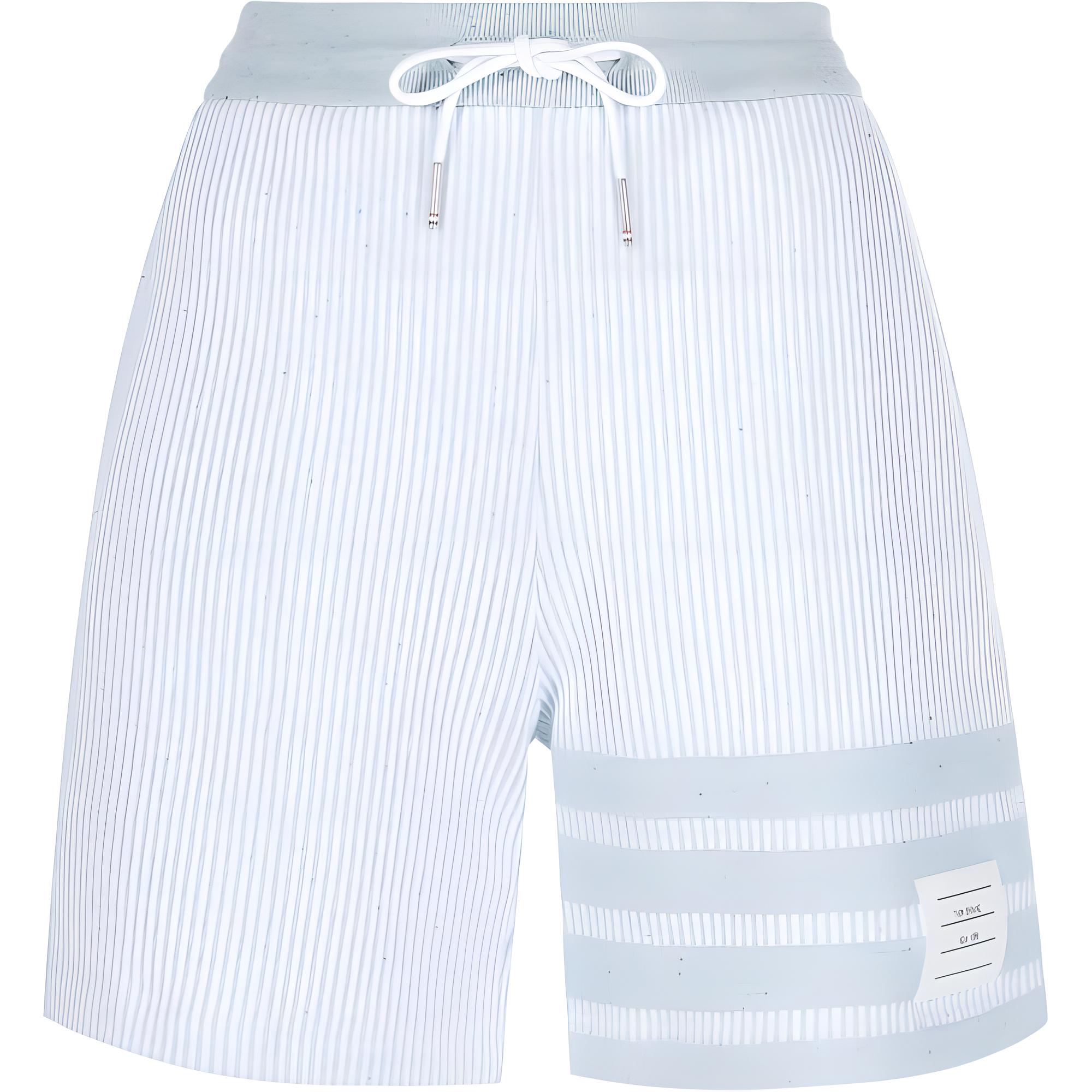(Women) Thom Browne  Light Blue Casual Shorts with Three-Stripes Design. FJQ112A-J0142-480