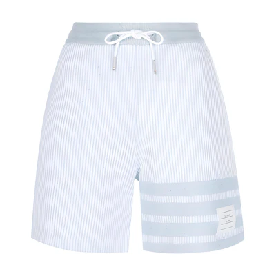(Women) Thom Browne Light Blue Casual Shorts with Three-Stripes Design. FJQ112A-J0142-480