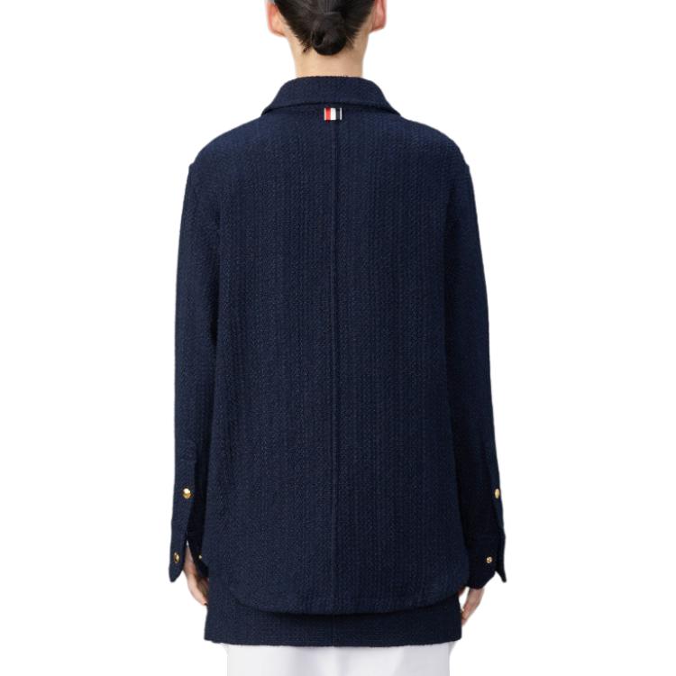 (Women) Thom Browne  Navy Blue Blazer with Multicolor Striped Collar. FLL181A-F0721-415 圖 3