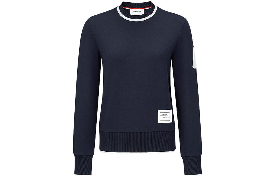 (Women) THOM BROWNE  Navy Blue Chenille Whale Applique Casual Sweatshirt FJT270E-J0055-415 圖 2
