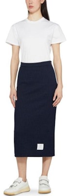 (W) トムブラウン ネイビーブルー ソリッドロゴ ミッドウエスト カジュアルロングスカート FJK114A-J0133-415 Shop (W) トムブラウン ネイビーブルー ソリッドロゴ ミッドウエスト カジュアルロングスカート FJK114A-J0133-415