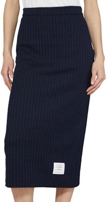 (W) トムブラウン ネイビーブルー ソリッドロゴ ミッドウエスト カジュアルロングスカート FJK114A-J0133-415 Details for (W) トムブラウン ネイビーブルー ソリッドロゴ ミッドウエスト カジュアルロングスカート FJK114A-J0133-415