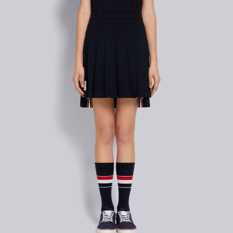 Shop (W) Thom Browne 深藍色純色褶皺迷你裙 開學日休閒款 FJK053A-06931-415