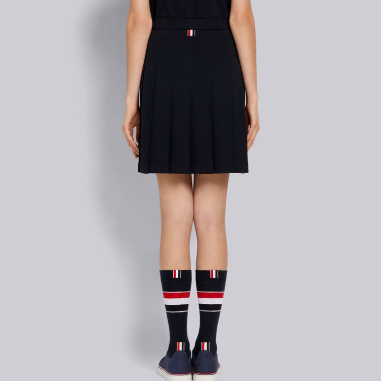 Purchase (W) Thom Browne 深藍色純色褶皺迷你裙 開學日休閒款 FJK053A-06931-415