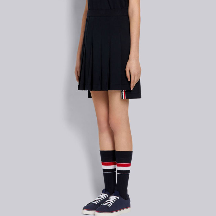 Details for (W) Thom Browne 深藍色純色褶皺迷你裙 開學日休閒款 FJK053A-06931-415