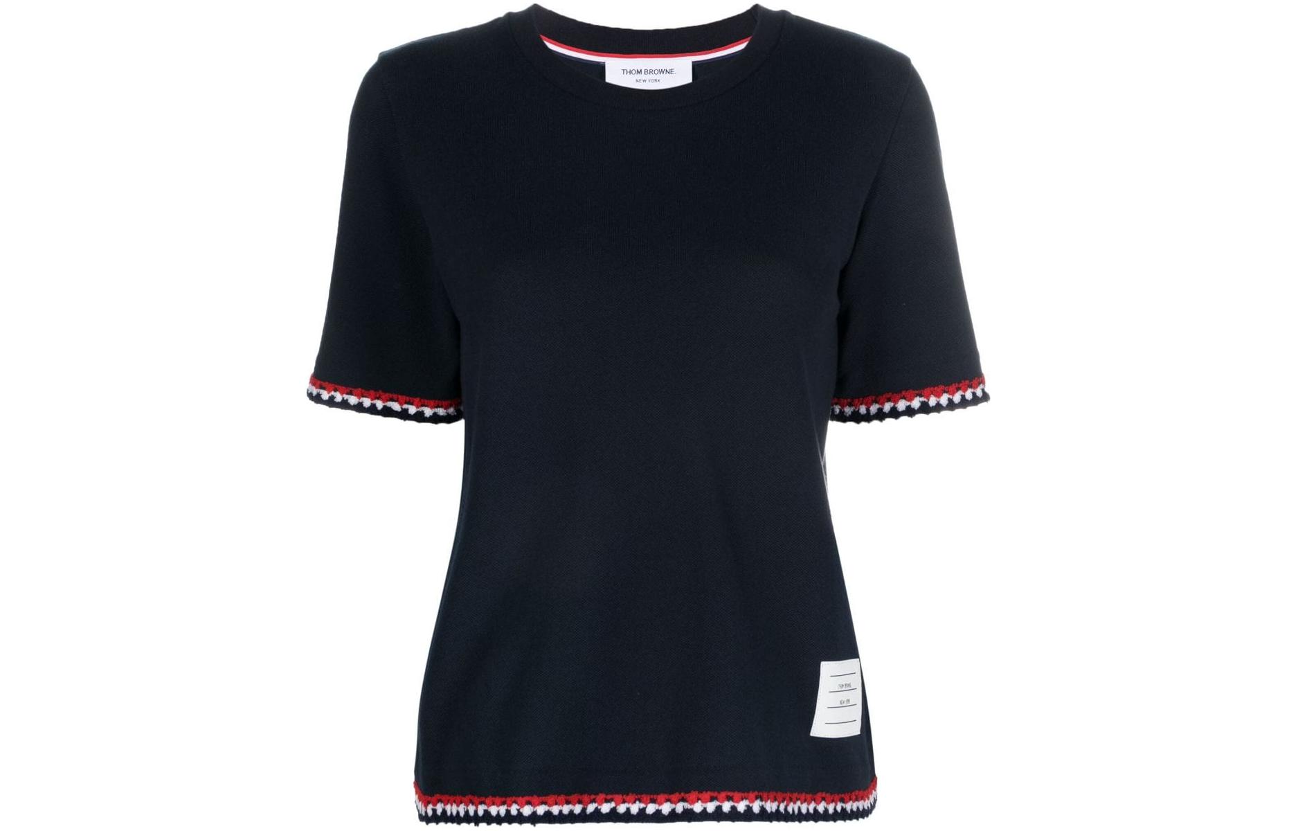 (Women) Thom Browne  Navy Blue Stripe Crewneck Short Sleeve Regular T-Shirt FJS174A-J0089-415 圖 2