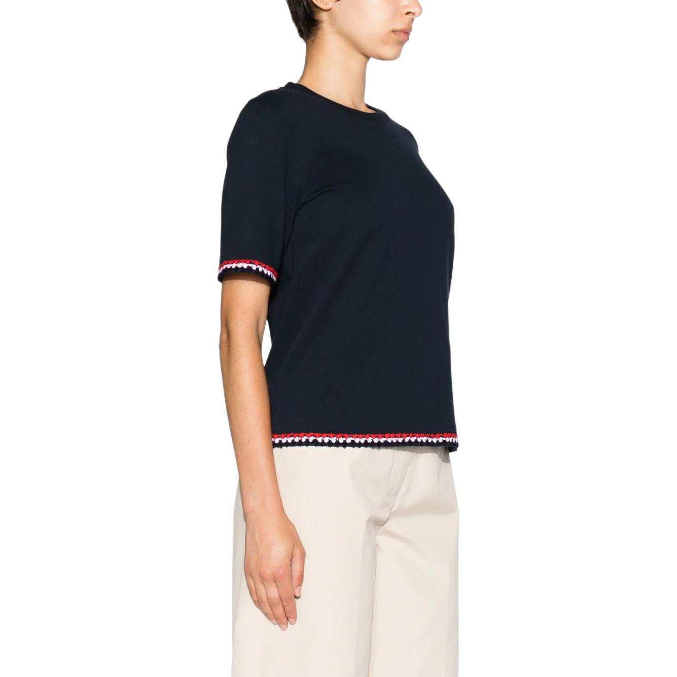 (Women) Thom Browne  Navy Blue Stripe Crewneck Short Sleeve Regular T-Shirt FJS174A-J0089-415 圖 4