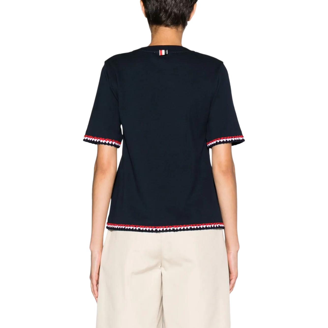 (Women) Thom Browne  Navy Blue Stripe Crewneck Short Sleeve Regular T-Shirt FJS174A-J0089-415 圖 5