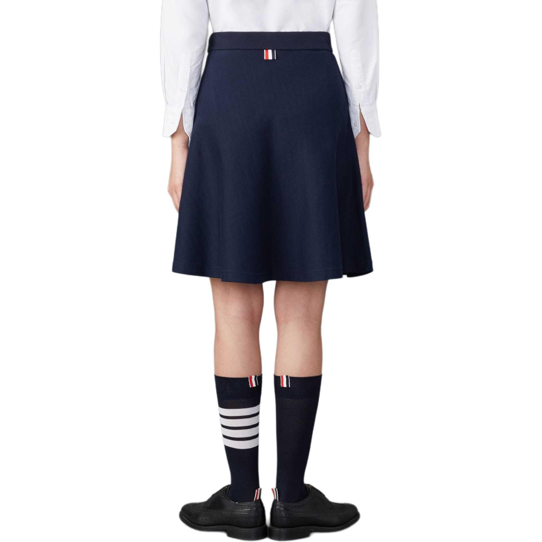 Shop (W) Falda Midi Casual Acampanada de Algodón Rayado Azul Marino THOM BROWNE. FJK118A-J0139-415