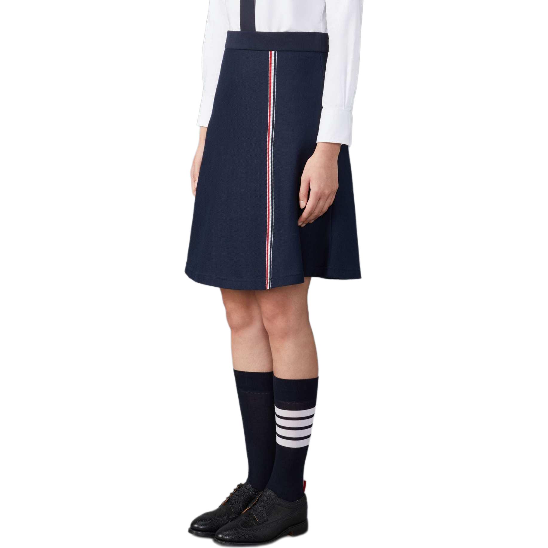 Purchase (W) Falda Midi Casual Acampanada de Algodón Rayado Azul Marino THOM BROWNE. FJK118A-J0139-415