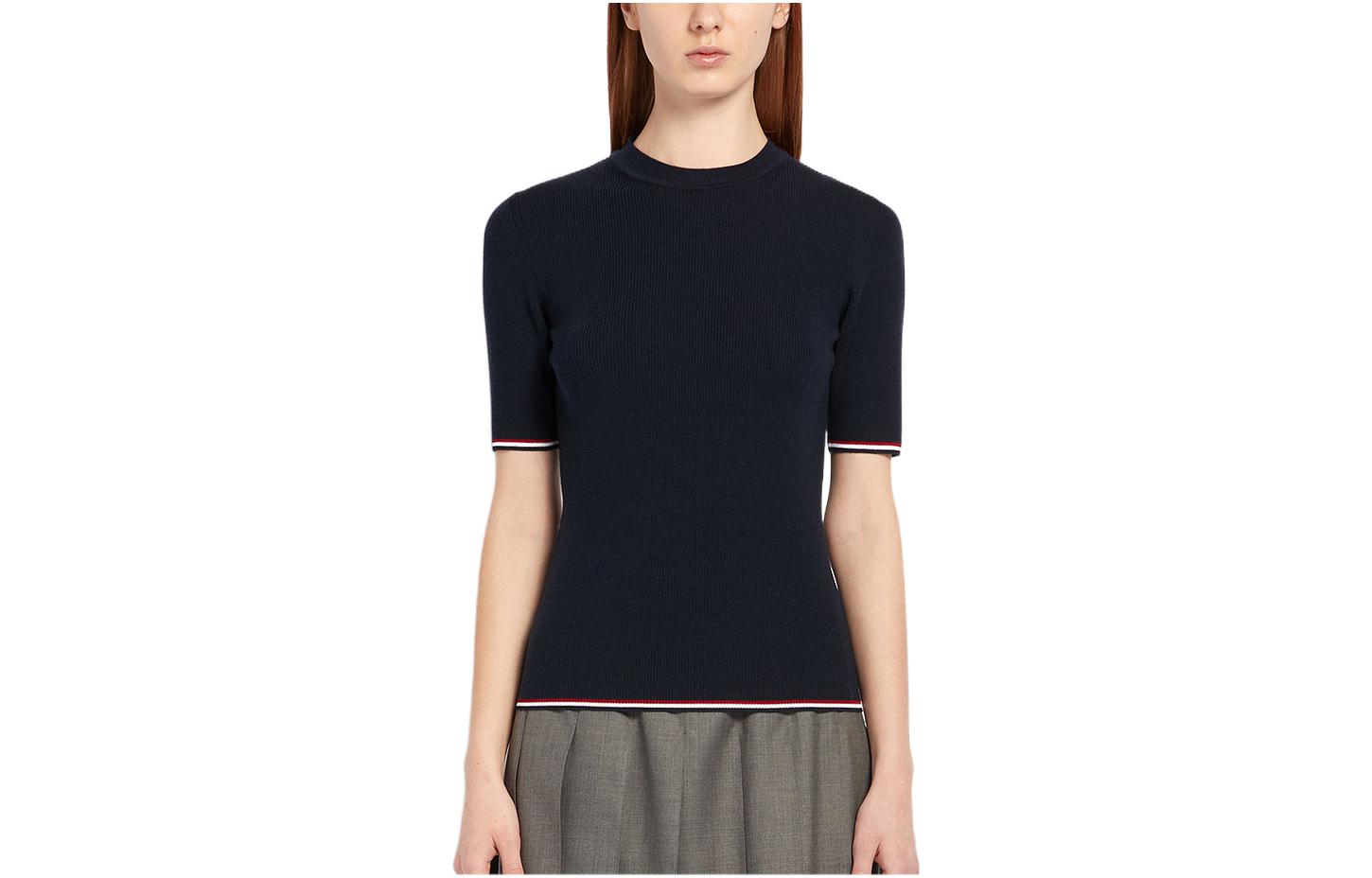 (Women) Thom Browne  Navy Blue Striped Knit Crop Short Sleeve Top. FKA234A-00014-415 圖 2