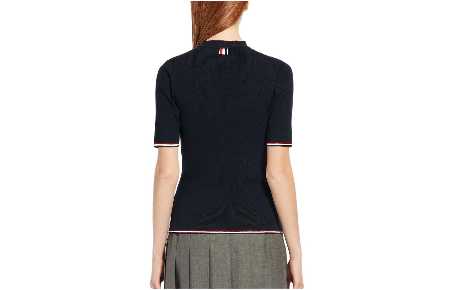 (Women) Thom Browne  Navy Blue Striped Knit Crop Short Sleeve Top. FKA234A-00014-415 圖 3
