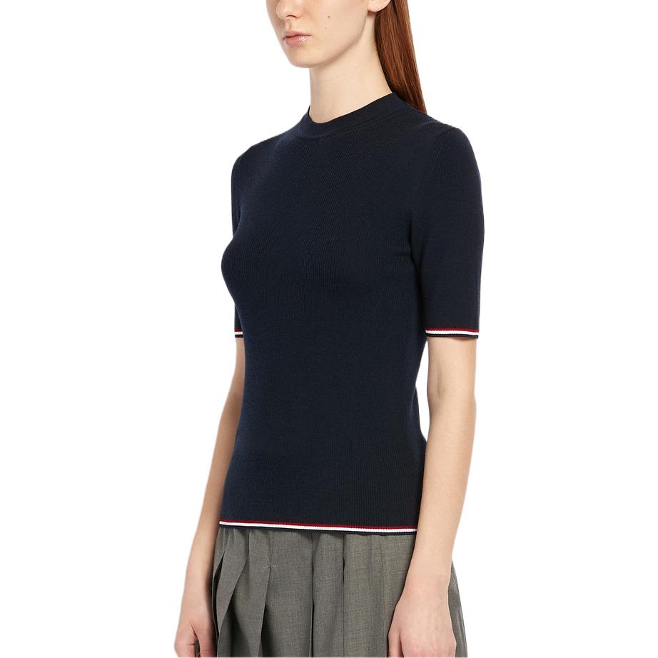 (Women) Thom Browne  Navy Blue Striped Knit Crop Short Sleeve Top. FKA234A-00014-415 圖 5