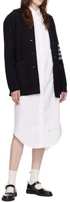 (W) Thom Browne Navy Blue Sweater Berjalur Berkolar Pullover. FKJ097A-Y1019-415 Details for (W) Thom Browne Navy Blue Sweater Berjalur Berkolar Pullover. FKJ097A-Y1019-415