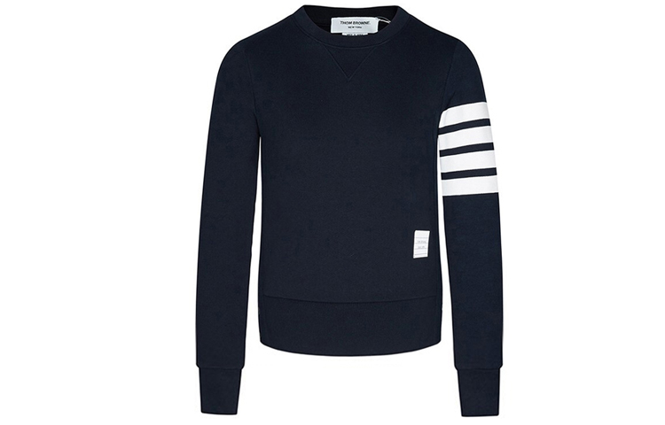 (Women) Thom Browne  Navy Sweatshirt - Classic 4-Bar Logo Crewneck. FJT002A-00535-415