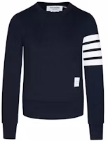 (Women) Thom Browne Navy Sweatshirt - Classic 4-Bar Logo Crewneck. FJT002A-00535-415 (Women) Thom Browne Navy Sweatshirt - Classic 4-Bar Logo Crewneck. FJT002A-00535-415