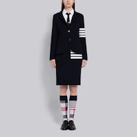 Shop (W) Thom Browne 海軍藍四條紋羊毛裙 高街風格. FKK061A-00014-415