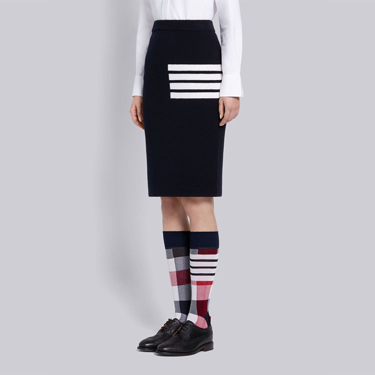 Purchase (W) Falda de lana azul marino Thom Browne con cuatro rayas estilo urbano. FKK061A-00014-415