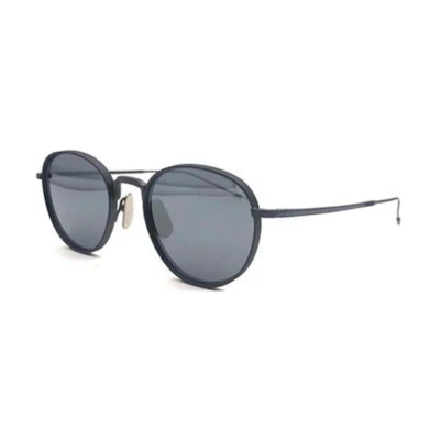 (Women) Thom Browne Oval Black Sunglasses with Solid Color Temples Design. UES119AG0001004BLACKCHARCOAL