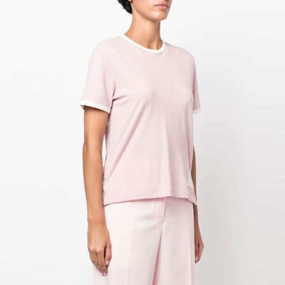 (Women) THOM BROWNE Pink Crewneck Short Sleeve T-Shirt SS23. FJS133-AJ0043-680 Purchase (Women) THOM BROWNE Pink Crewneck Short Sleeve T-Shirt SS23. FJS133-AJ0043-680