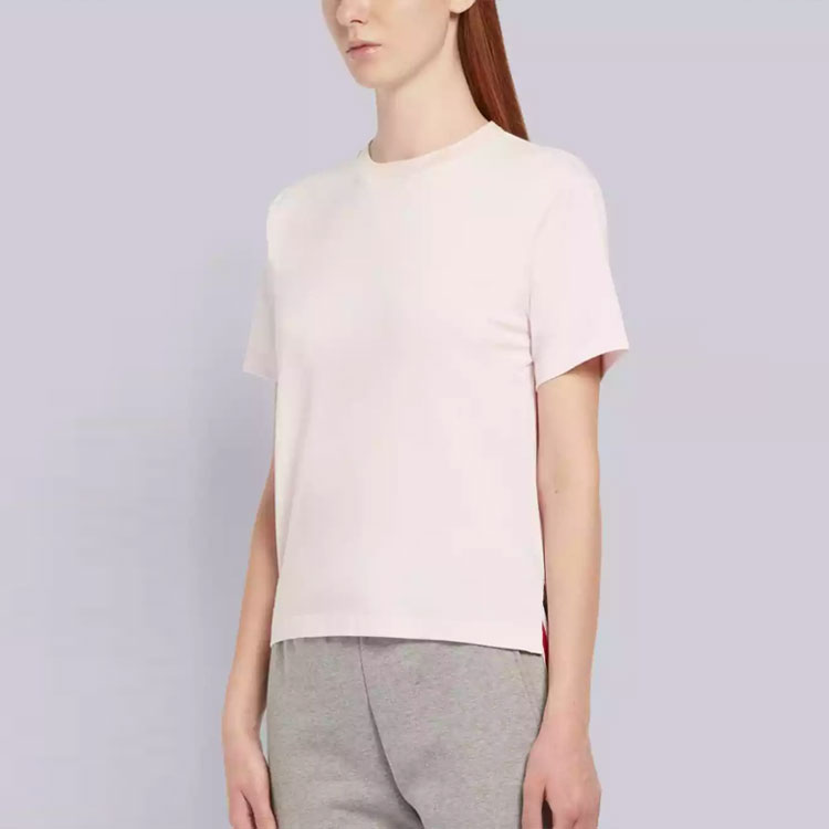Details for (Women) Thom Browne  Pink Stretch Solid Regular T-shirt. FJS036A-05398-680