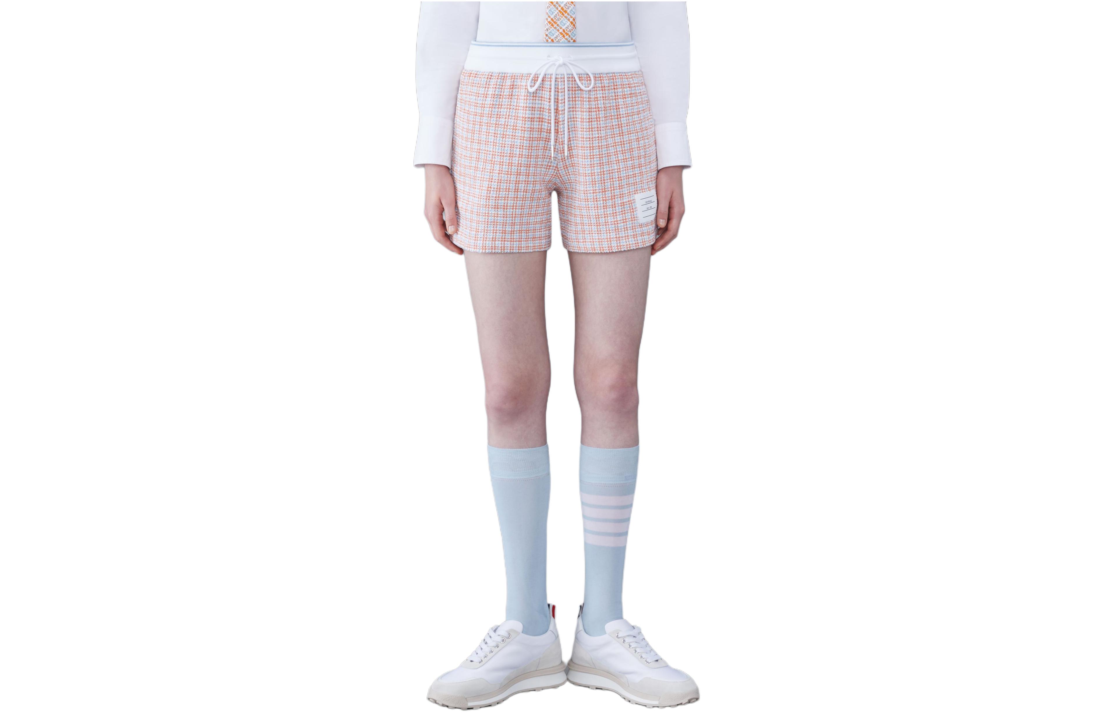 (Women) Thom Browne  Pink Tweed Pocket Elastic Waist Shorts SS24. FJQ107A-J0113-825