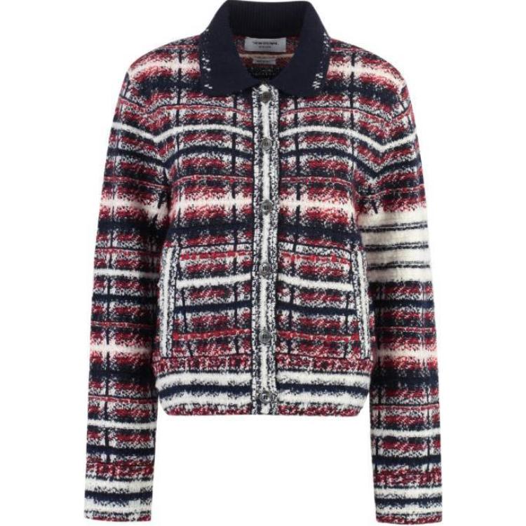 (Women) Thom Browne  Plaid Single-Breasted Long Sleeve Jacket Multicolor. FKJ086A-Y9028-960