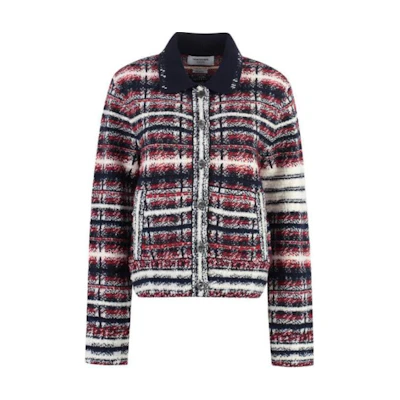 (Women) Thom Browne Plaid Single-Breasted Long Sleeve Jacket Multicolor. FKJ086A-Y9028-960