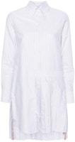 (Women) Thom Browne Pleated Side-Slit Stripe Shirt Dress Long Sleeve White. FDSD34A-F0510-035 (Women) Thom Browne Pleated Side-Slit Stripe Shirt Dress Long Sleeve White. FDSD34A-F0510-035