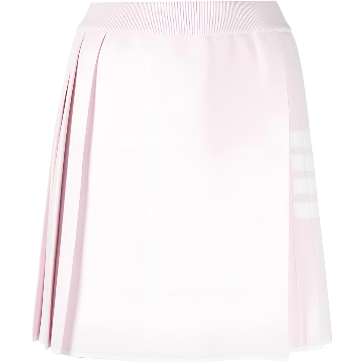 (Women) Thom Browne  Preppy 4-Stripe Pleated Mini Skirt Casual Short Skirt. FKK109AY5501-680