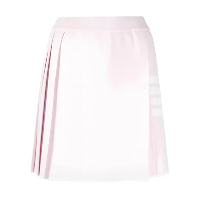 (Women) Thom Browne Preppy 4-Stripe Pleated Mini Skirt Casual Short Skirt. FKK109AY5501-680