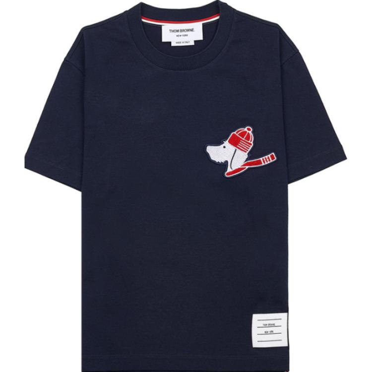 (Women) Thom Browne  Printed Crewneck Short Sleeve T-Shirt Deep Navy SS24 FJS166E-J0058-415