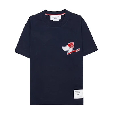 (Women) Thom Browne Printed Crewneck Short Sleeve T-Shirt Deep Navy SS24 FJS166E-J0058-415