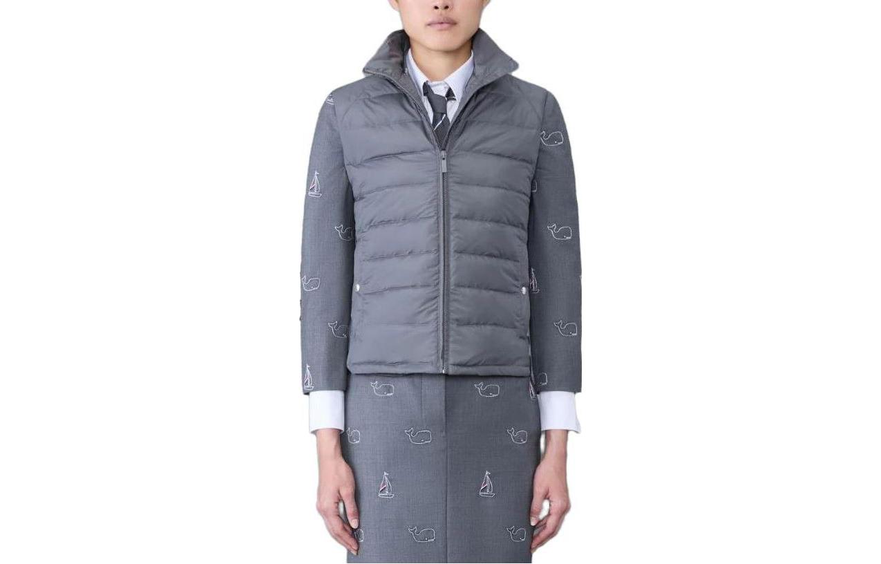 (Women) Thom Browne  Quilted Zip-Up Sleeveless Vest Grey FVD016X-F0241-025