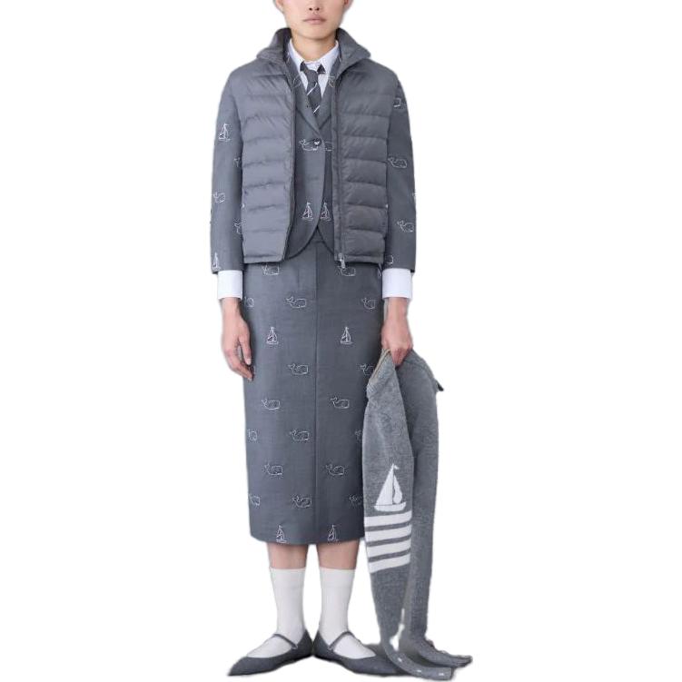 Shop (W) Chaleco Sin Mangas Acolchado con Cremallera Thom Browne Gris FVD016X-F0241-025