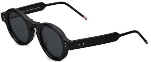 (Women) THOM BROWNE Round Black Sunglasses with Acetate Fiber and Logo Design. UES922AG0002 (Women) THOM BROWNE Round Black Sunglasses with Acetate Fiber and Logo Design. UES922AG0002