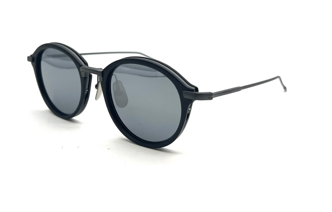 (Women) THOM BROWNE  Round Black Sunglasses with Slim Temple Design. UES011AG0003007