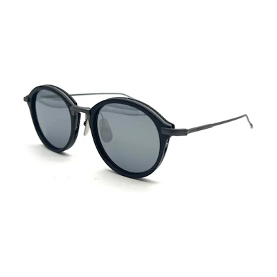 (Women) THOM BROWNE Round Black Sunglasses with Slim Temple Design. UES011AG0003007