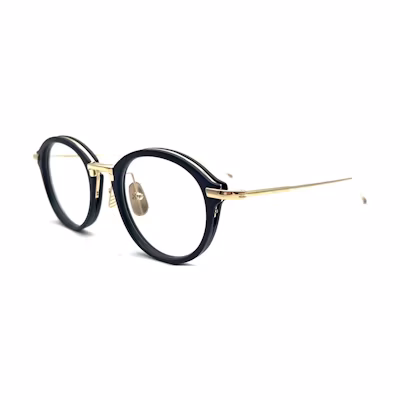 (Women) Thom Browne Round Optical Glasses - Gold with Striped Temple Detail. UEO011AG0003410