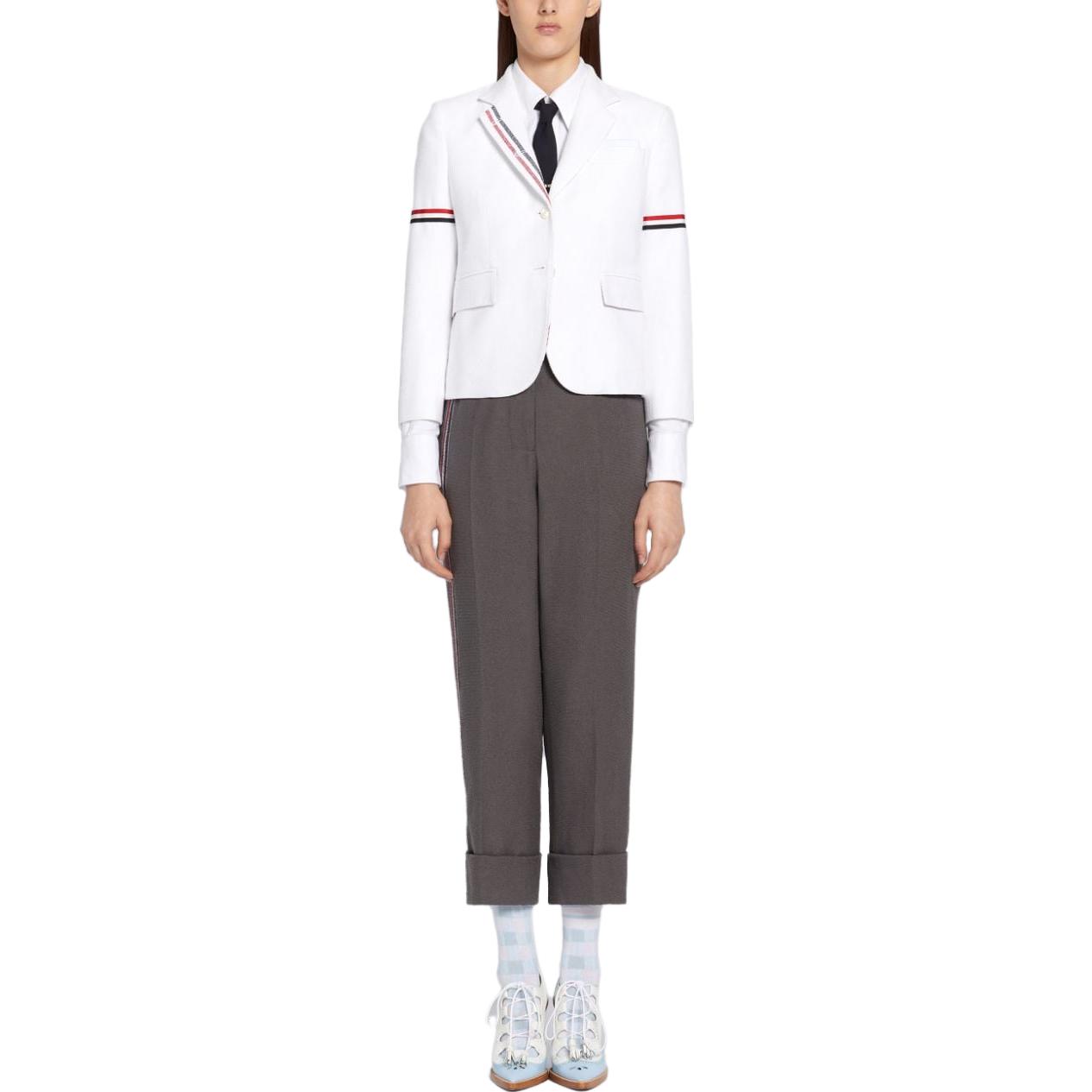 Lookbook (W) Thom Browne Pantalones Casuales Gris Oscuro con Raya Lateral. FTC337-H07684-025