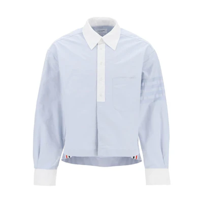 (Women) Thom Browne Single-Breasted Four-Bar Long-Sleeve Shirt Light Blue. MWL391C-06496-480